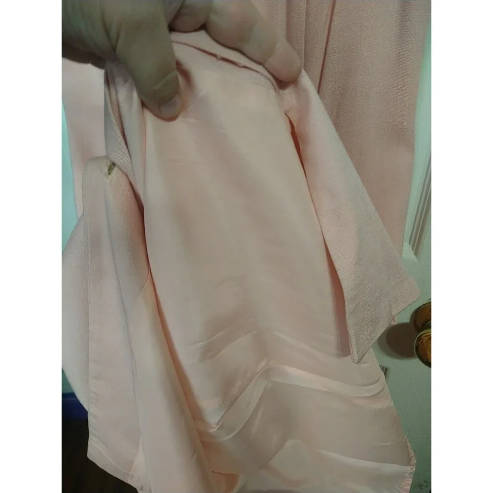 Misty Lane Woman 12 Pink Sleeveless Flax Blend Lined Maxi Straight Button Dress